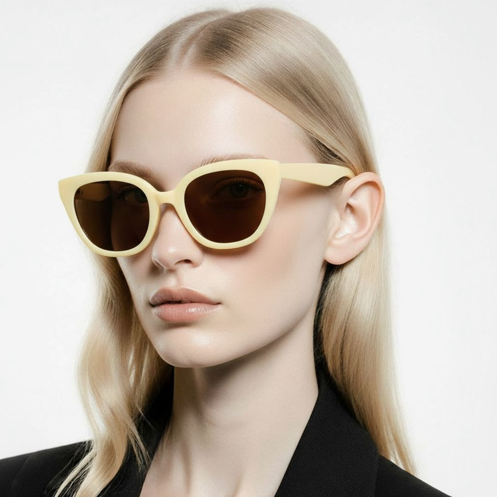 Unbranded Retro Cat/Square Eye Sunglasses in Buttery Yellow Cottage Core Pastel